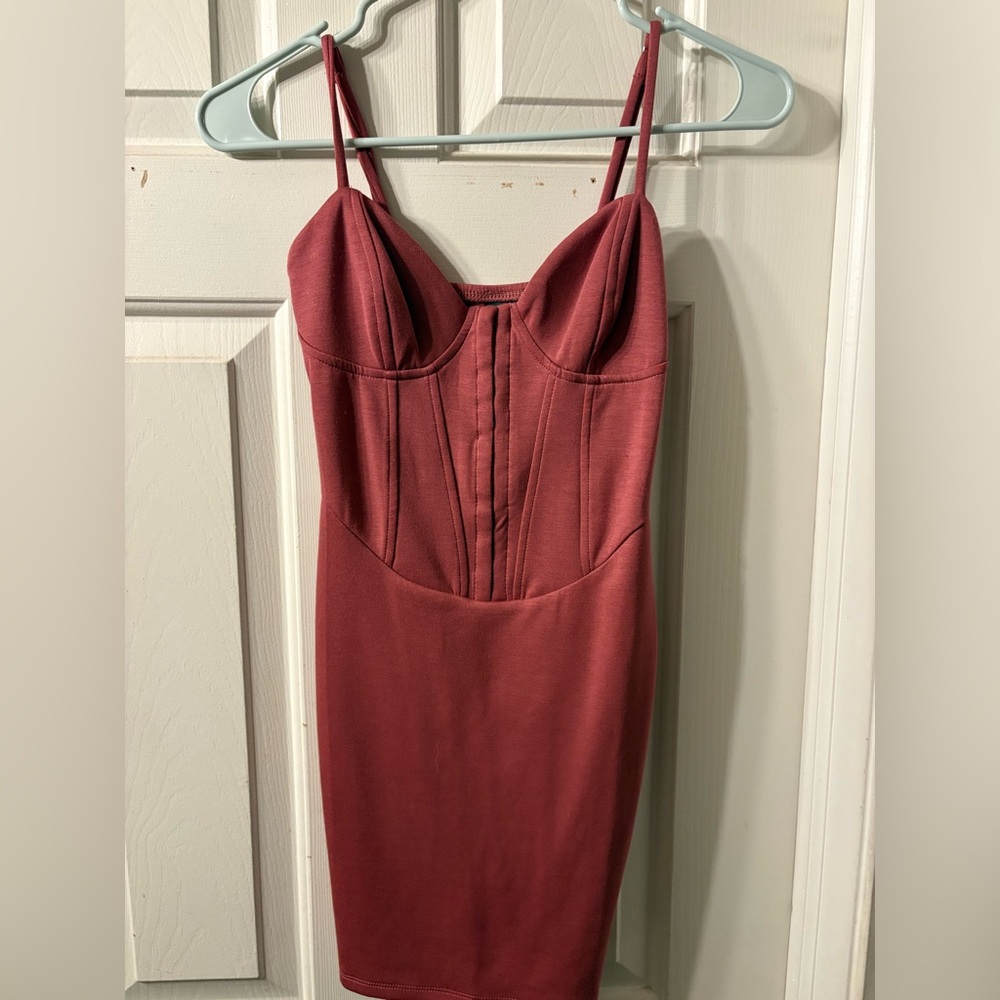 Wild Fable Strapless Dress in Deep Red